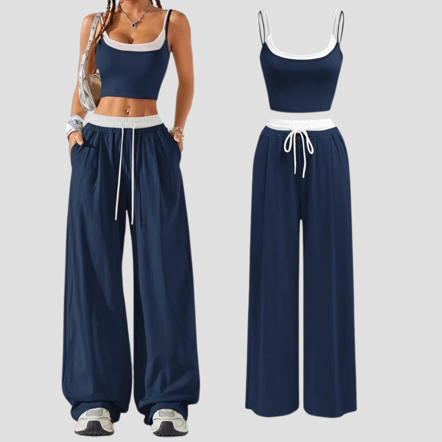 Velluna Colorblock Cami Set