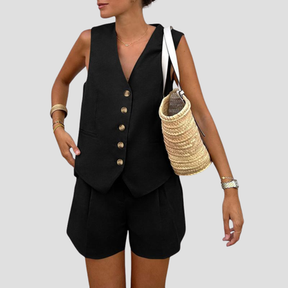 Velluna Chic V-Neck Set
