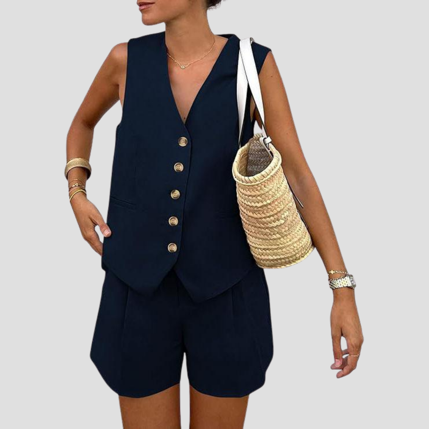 Velluna Chic V-Neck Set